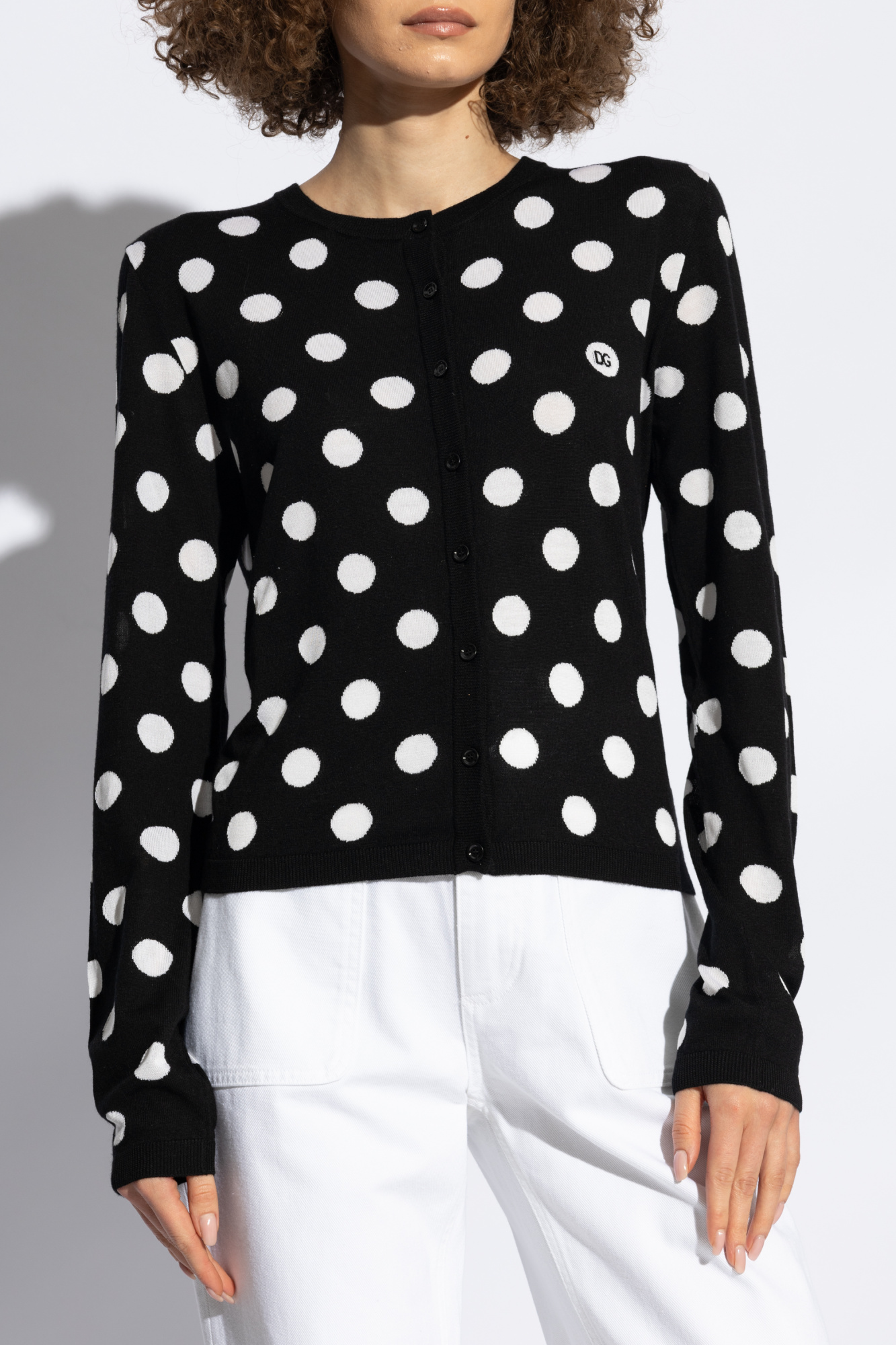 Polka dot cardigan sweater best sale